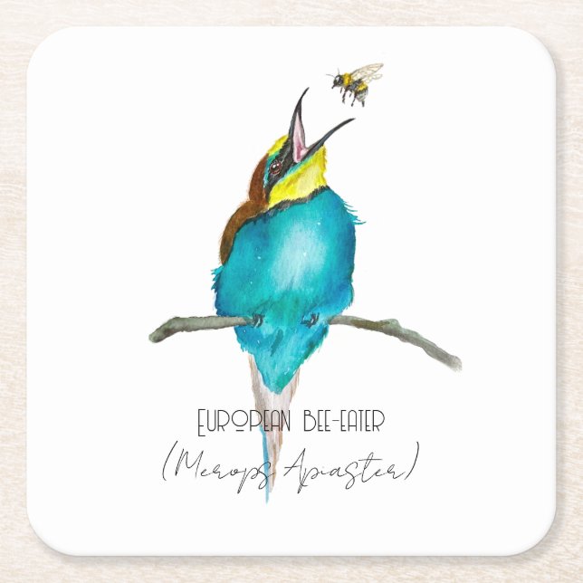 Porta-copo De Papel Quadrado Ave aquosa (apicultura europeia) (Frente)