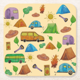 Porta-copo De Papel Quadrado Aventura de camping