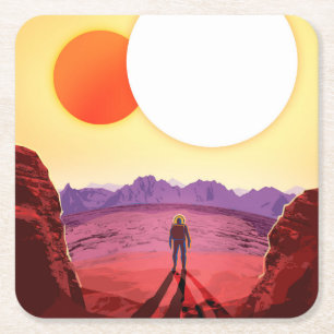 Porta-copo De Papel Quadrado Aventura do Planeta de Destino do Kepler Space Via