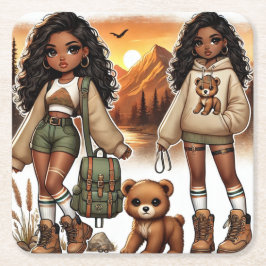 Porta-copo De Papel Quadrado Aventura e Estilo de Caminho