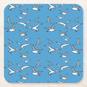 Porta-copo De Papel Quadrado Aves - Um bando de gaivotas