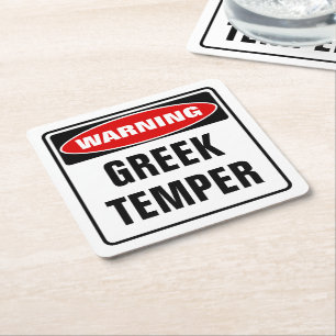 Porta-copo De Papel Quadrado Aviso ao Temper Grego