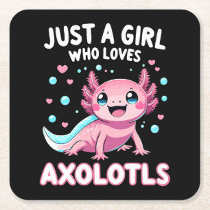 Porta-copo De Papel Quadrado Axolotl Kawaii Apenas Uma Garota Que Ama Axolotls