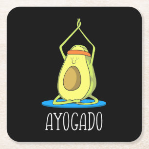 Porta-copo De Papel Quadrado Ayogado Avocado Yoga Lover