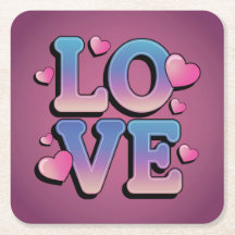 Azul cor-de-rosa LOVE Porta copos roxa