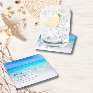 Porta-copo De Papel Quadrado Azul de Contato Comercial no Mar Oceano