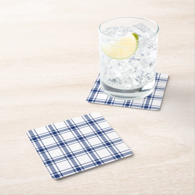 Porta-copo De Papel Quadrado Azul e Branco, Passa Náutica (Insitu)