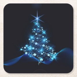 Porta-copo De Papel Quadrado Azul Festivo Elegante de Natal