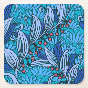 Porta-copo De Papel Quadrado Azul Floral Antiquado Boho Moderno