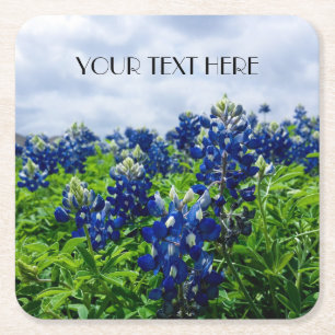Porta-copo De Papel Quadrado Azul Flores Bluebonnets Texas Texano Floral