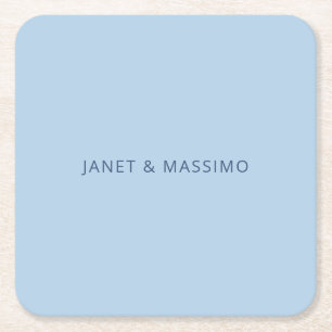 Porta-copo De Papel Quadrado Azul pastel personalizado minimalista nome persona