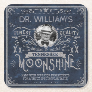 Porta-copo De Papel Quadrado Azul Personalizado de Medicina Vintage Hillbilly