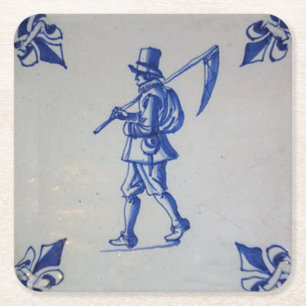 Porta-copo De Papel Quadrado Azulejo Azul Delft - Modelo