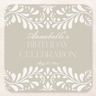 Porta-copo De Papel Quadrado Azulejo Beige Talavera Festa de aniversário Fiesta