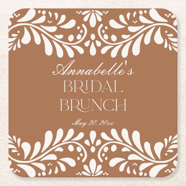 Porta-copo De Papel Quadrado Azulejo Clay Talavera Festa Espanhola Brunch de No (Frente)