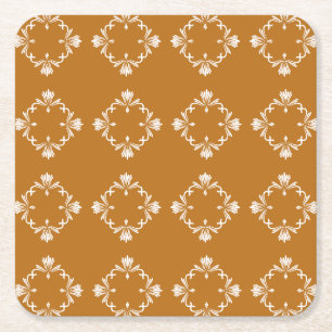 Porta-copo De Papel Quadrado Azulejo de Terracota com Floreio Ornamental