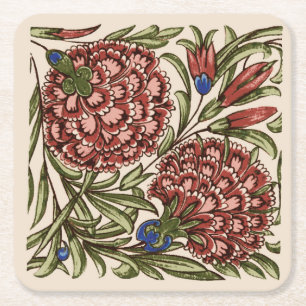 Porta-copo De Papel Quadrado Azulejo Flor de Cravo Antigo Rústico Arte De Morga