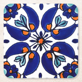 Porta-copo De Papel Quadrado Azulejo mexicano Talavera Terracotta nº 1