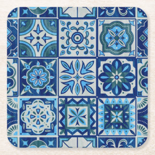 Porta-copo De Papel Quadrado Azulejos Azul Padrão Portugal