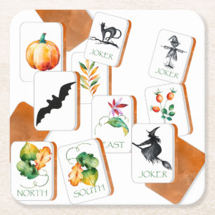 Porta-copo De Papel Quadrado Azulejos de Mahjong para Festa de Halloween