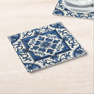 Porta-copo De Papel Quadrado Azulejos do Mediterrâneo, Portugal, Azulejo, Majol