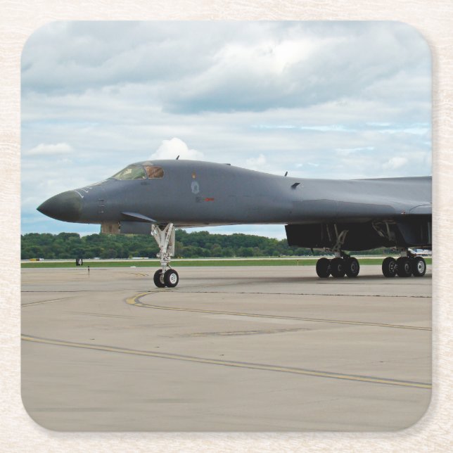 Porta-copo De Papel Quadrado B-1B Lancer Bomber em Terra (Frente)