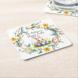 Porta-copo De Papel Quadrado Babá felz pascoa e Páscoa floral