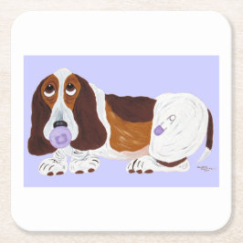 Porta-copo De Papel Quadrado Baby Basset Hound