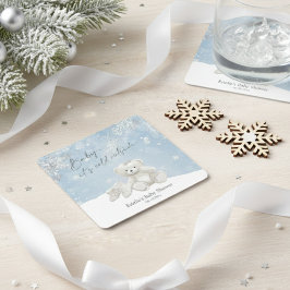 Porta-copo De Papel Quadrado Baby, It's Cold Outside Teddy Bear Winter Accent