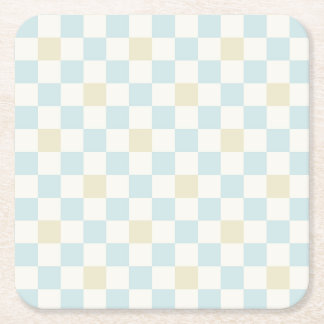 Porta-copo De Papel Quadrado Baby Shower Paper Coaster for a Boy | Blue Check