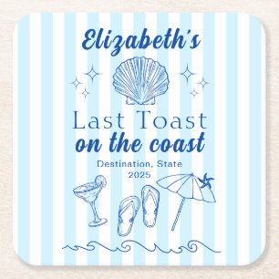 Porta-copo De Papel Quadrado Bachelorette Beach Party Last Toast Na Costa
