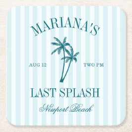 Porta-copo De Papel Quadrado Bachelorette de Palmas Azul de Última Abertura
