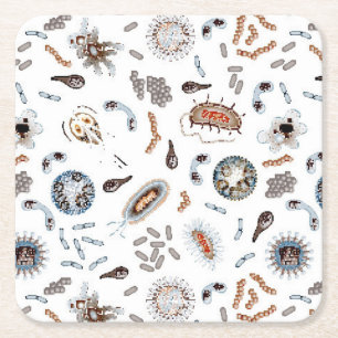 Porta-copo De Papel Quadrado Bactérias & teste padrão do vírus