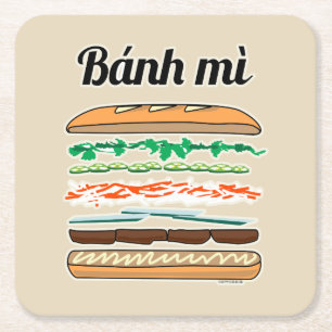 Porta-copo De Papel Quadrado Baguette vietnamiano do pão francês do sanduíche