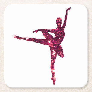 Porta-copo De Papel Quadrado Bailarina Sparkly cor-de-rosa