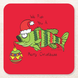 Porta-copo De Papel Quadrado Baixo Natal Engraçado Pesca Peixe Cartoon