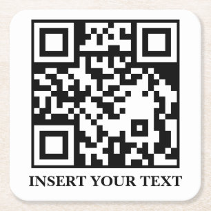 Porta-copo De Papel Quadrado Balanço Branco Minimalista Personalizado QR Coaste