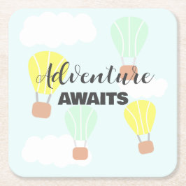 Porta-copo De Papel Quadrado Balão de ar quente Sexo Chá de fraldas neutro