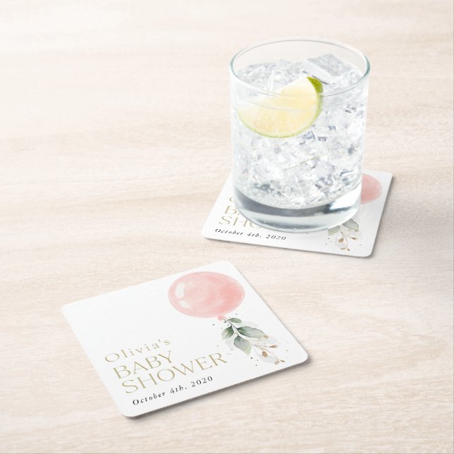 Porta-copo De Papel Quadrado Balão rosa, Eucalyptus, Greenerescência, Chá de fr (Insitu)