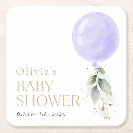 Porta-copo De Papel Quadrado Balão Roxo, Eucalyptus, Greenerescência, Chá de fr