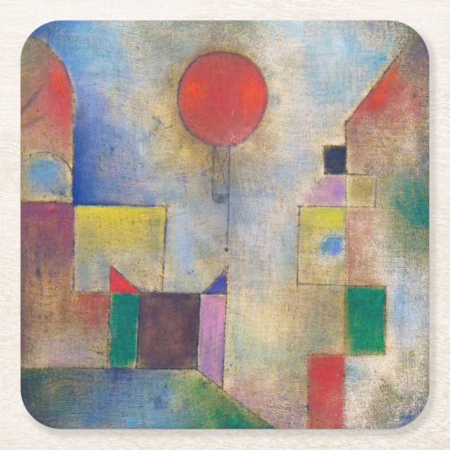 Porta-copo De Papel Quadrado Balão Vermelho, Klee (Frente)