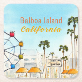 Porta-copo De Papel Quadrado Balboa Island Newport Beach Coaster