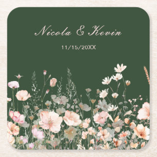 Porta-copo De Papel Quadrado Balcão Floral de Primavera Flor Silvestre