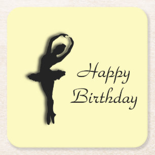 Porta-copo De Papel Quadrado Ballerina Birthday Yellow