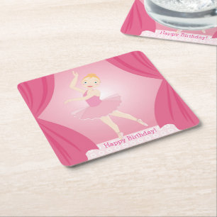 Porta-copo De Papel Quadrado Ballerina festa de aniversário