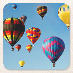 Porta-copo De Papel Quadrado Balões de ar quente coloridos