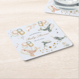 Porta-copo De Papel Quadrado Balões de Baleias Magnéticas Chá de fraldas de Est