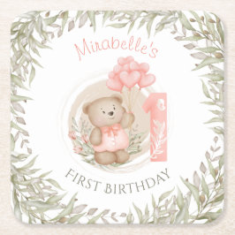 Porta-copo De Papel Quadrado Balões do Coração do Urso de Coração de Cute de An