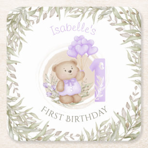 Porta-copo De Papel Quadrado Balões do Coração do Urso de Coração de Cute de An