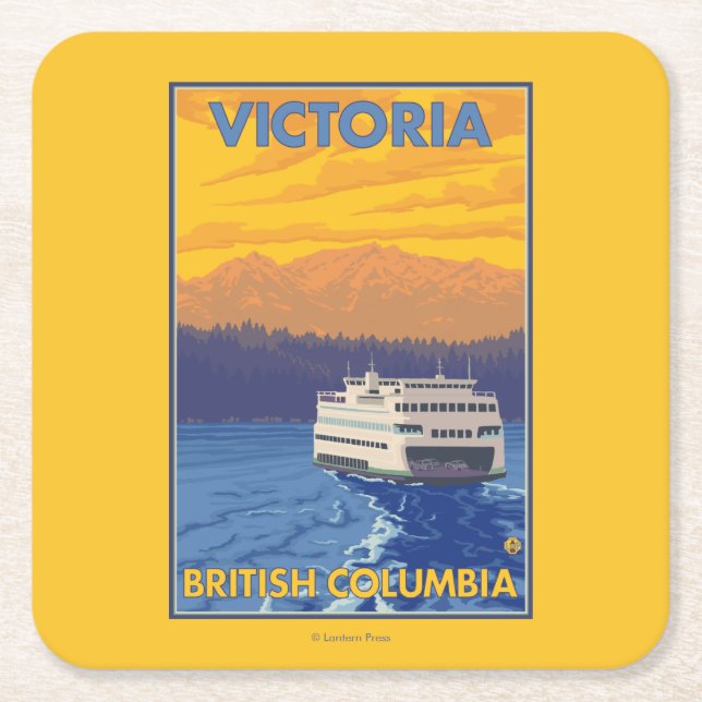 Porta-copo De Papel Quadrado Balsa e montanhas - Victoria, BC Canadá (Frente)